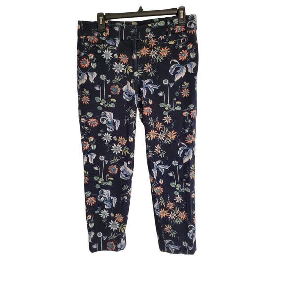 Women's Ann Taylor Navy Floral "Devin Fit" Crop Pants | Size 6 - Picture 1 of 10